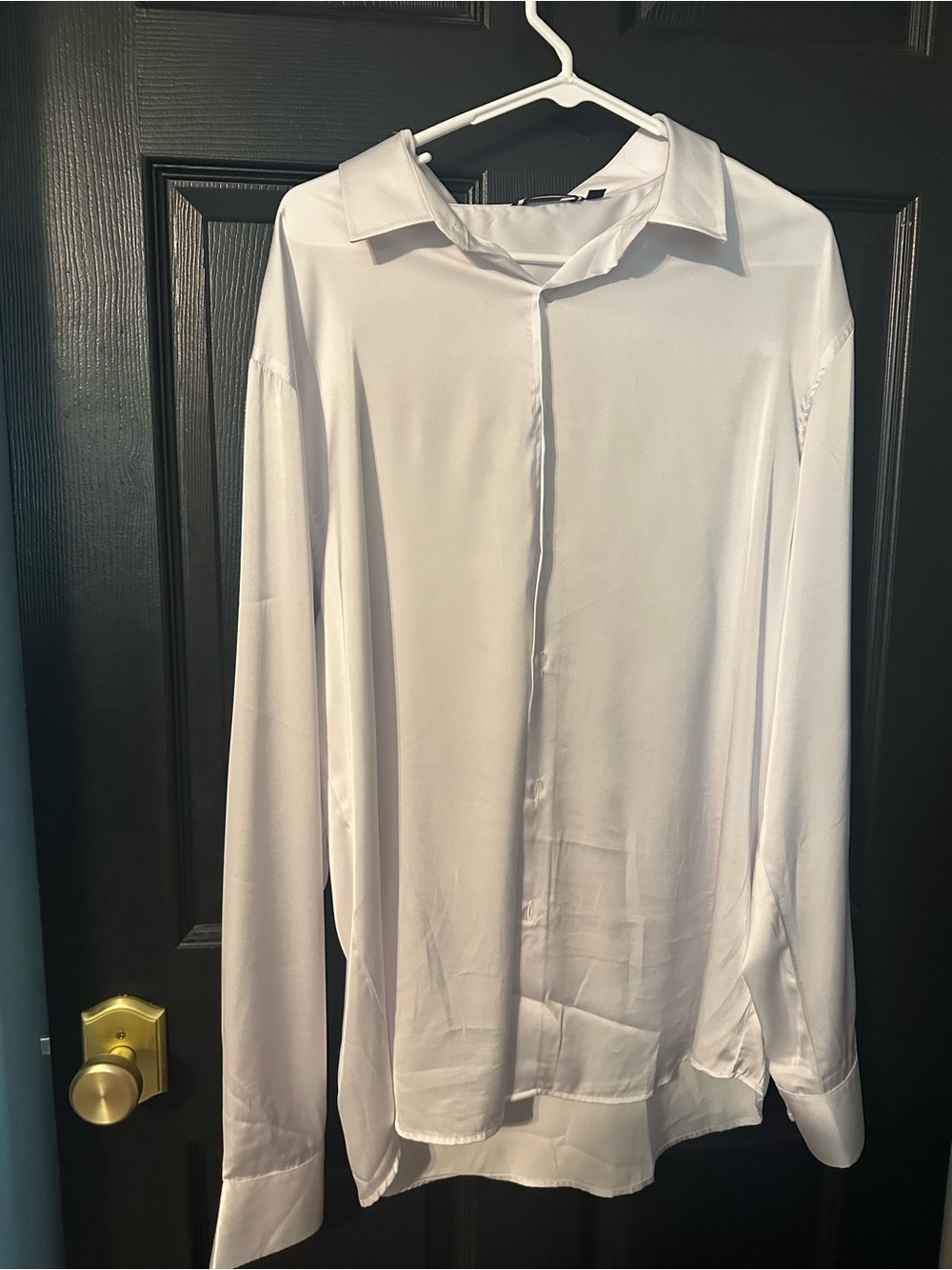 Classic White Men's Dress Shirt Silk - Long Sleeve